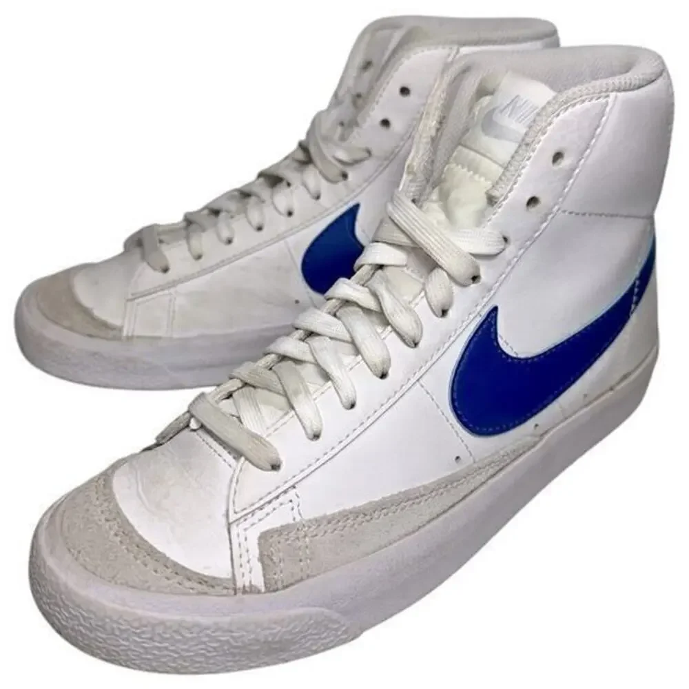 Nike Kids Size 4.5Y White Blue Blazer Mid Sneakers DA4086-113